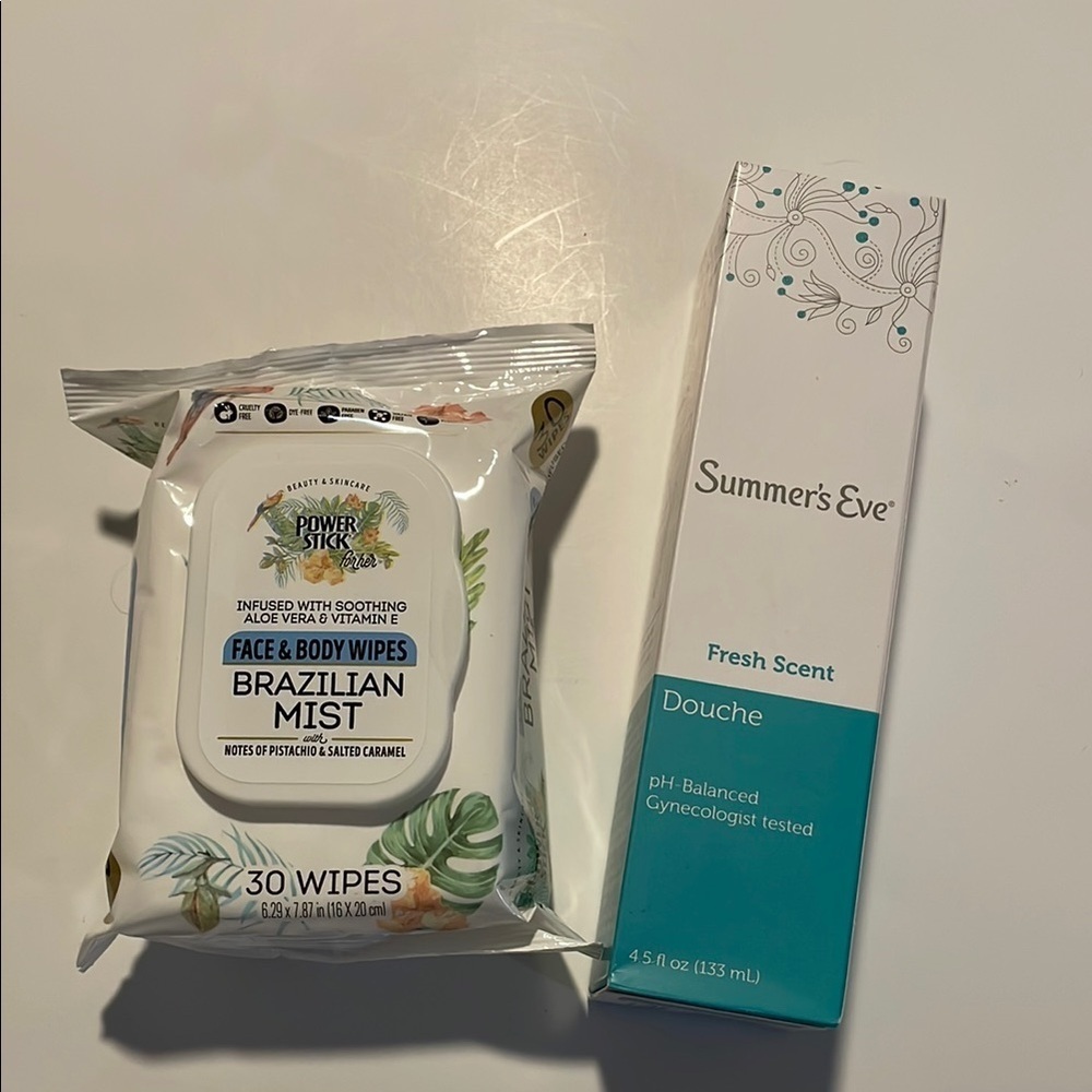 Power Stick Brazilian Mist Wipes and Summer's Eve Douche